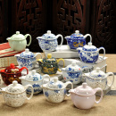 陶瓷功夫茶具手抓壶红茶壶水壶大容量双层壶 景德镇大号青花茶壶