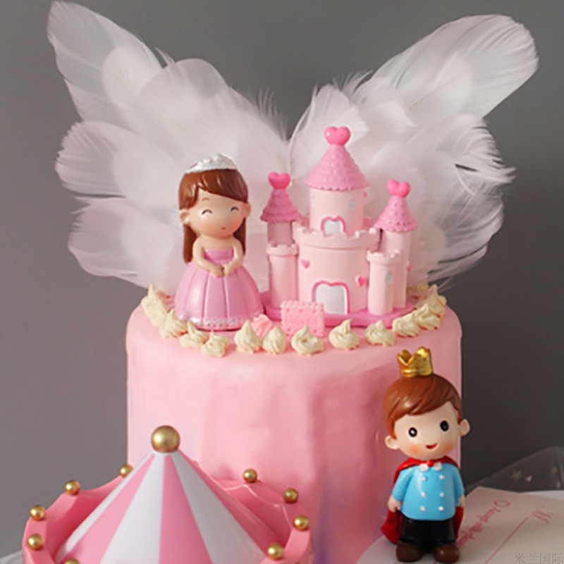 粉色城堡树脂摆件 王子公主城堡蛋糕装饰 少女心城堡树脂城堡摆件