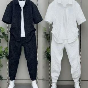 今年流行特惠2025爆款夏季新款情侣款套装休闲两件套精神小伙短袖