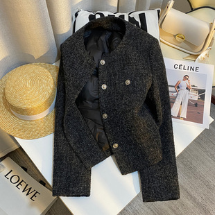 今年流行特惠深灰色减龄漂亮小香风内里羽绒短外套女2025冬季 新款