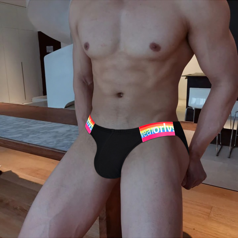 彩虹男士精英内裤纯棉质纯色简约风性感高叉三角裤男学生低腰运动