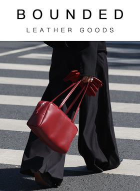 Bounded有界 row风羊皮通勤保龄球包轻奢小众高级感红色手提包包