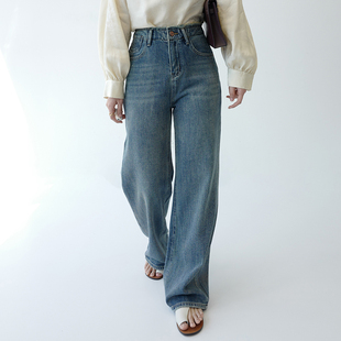 2024春季星钻高腰牛仔裤窄版阔腿裤显高显瘦重工刺绣拖地长裤