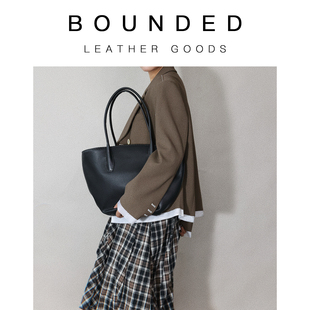 row风极简Alger托特包软马鞍皮半圆形大容量腋下包手缝包包