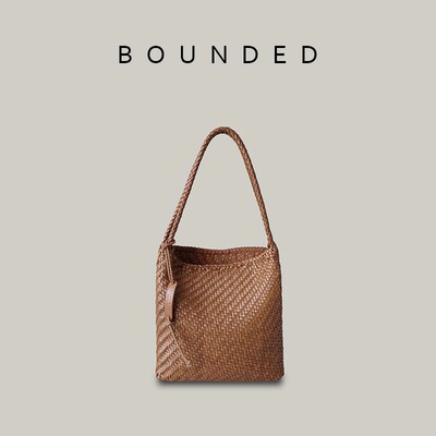 bounded真皮编织包单肩托特包