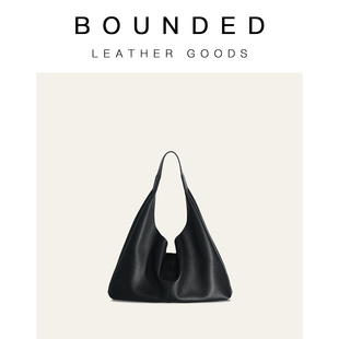 Bounded有界 小众设计真皮HOBO包女新款极简风黑色托特手提包
