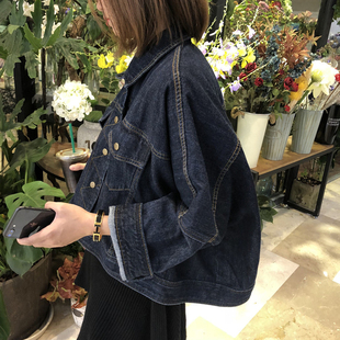2024新款春牛仔外套宽松短款秋女港味港风复古chic风原宿街头上衣