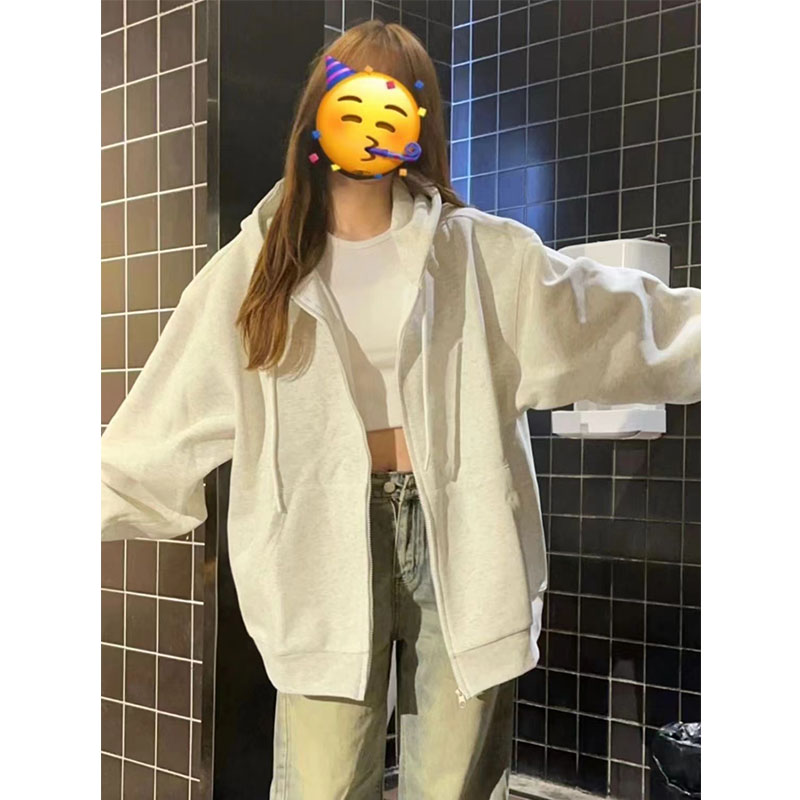 春秋开衫薄款女外套美式复古宽松