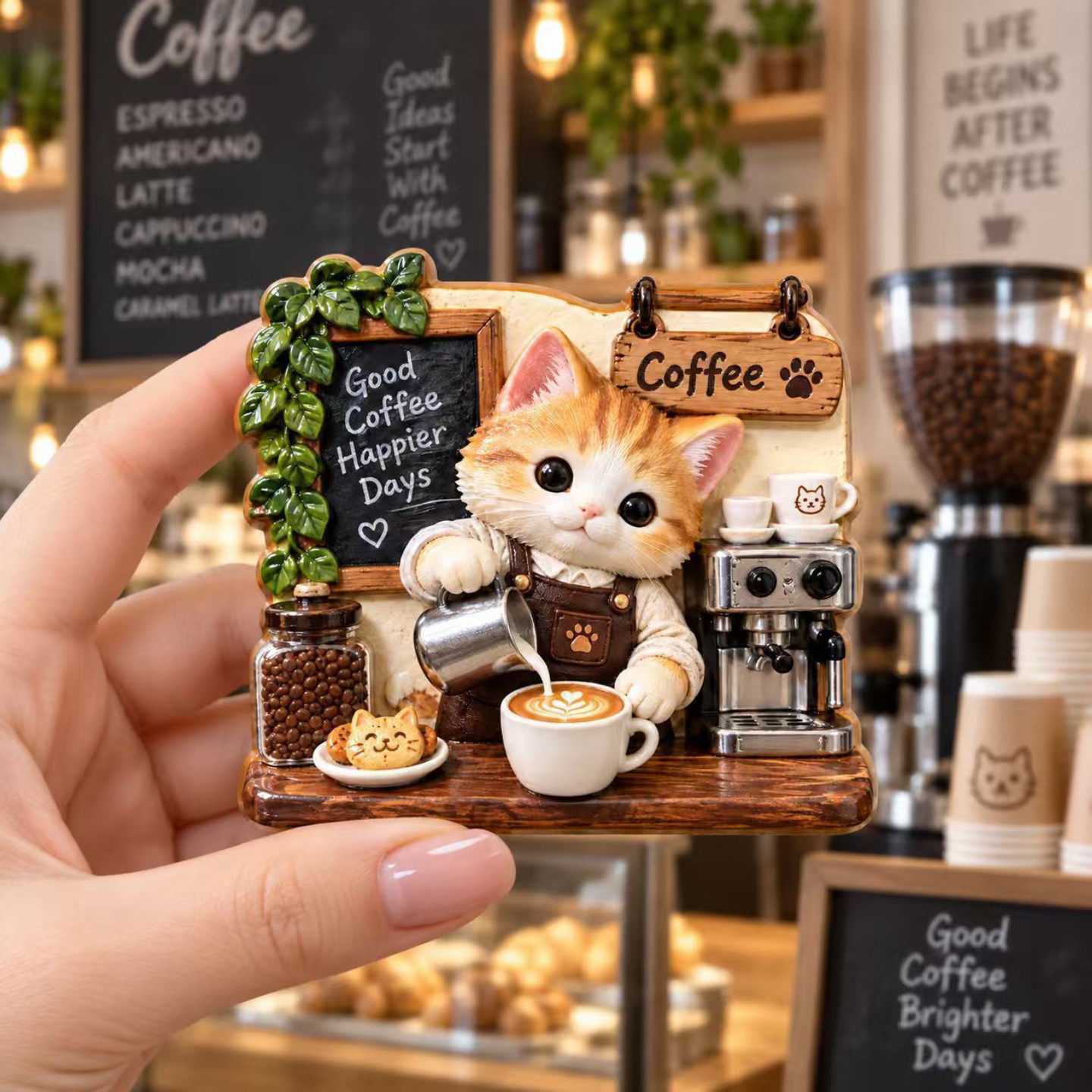 小猫咖啡师苏子立体浮雕磁吸冰箱贴冰箱装饰送朋友小礼品