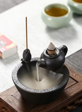 创意陶瓷茶壶小葫芦倒流香炉家用回流香熏香炉室内禅意檀香座摆件