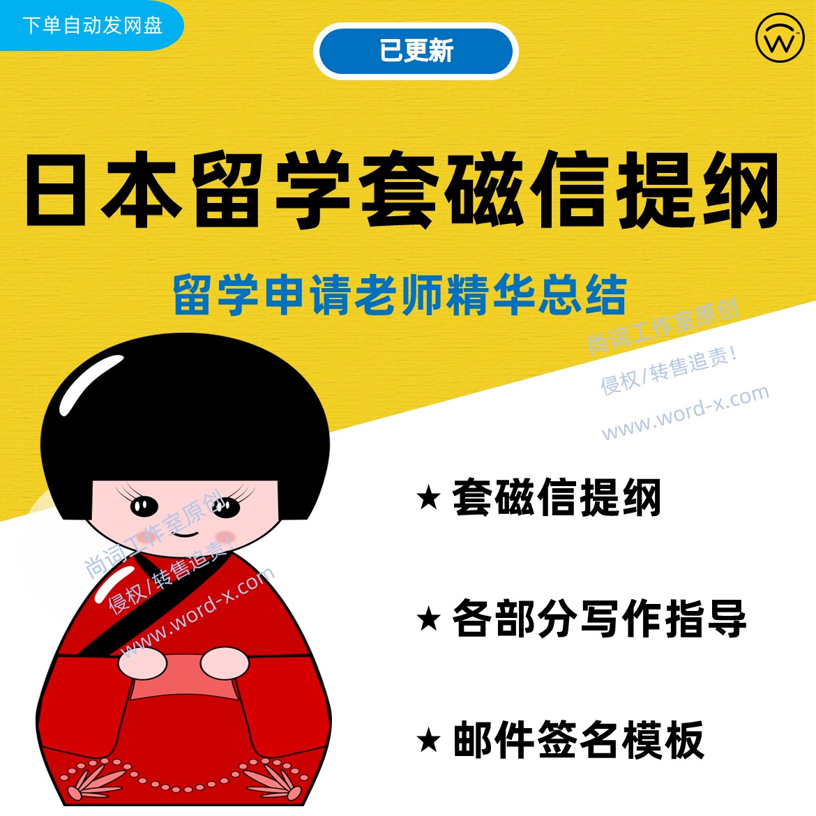 日语留学套磁信提纲+写作指导+邮件签名，非例文，例文请拍另一个