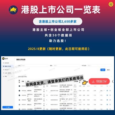 港交所上市公司大全Excel数据