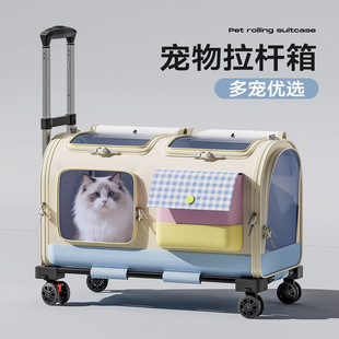 猫包外出便携猫咪装两只多猫航空箱大容量行李箱狗背包宠物拉杆箱