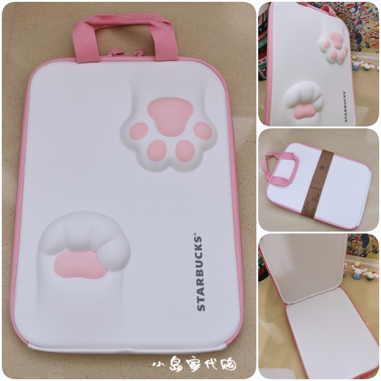 星巴克立体猫爪笔记本14寸电脑手提包苹果macbook防震平板ipad包