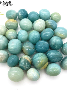 天然蓝色亚马逊石天河石滚石碎石原石摆件鱼缸花盆造景石矿石标本