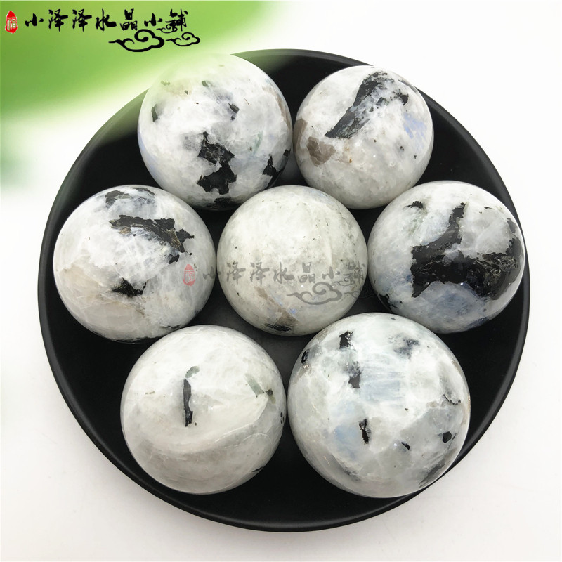 天然斯里兰卡蓝色月光石球蓝光强光非拉长石家居装饰摆件球