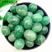 天然绿色草莓晶原石翻滚石摆件不定型石鱼缸造景装 饰儿童玩耍石