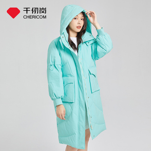 羽绒服女韩版 连帽宽松过膝加厚工装 中长款 千仞岗2021秋冬新款