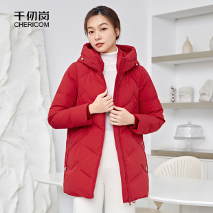 宽松连帽加厚保暖防风一手长外套羽绒服 妈妈装 千仞岗冬季 女士经典