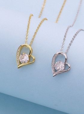 S925纯银爱心项链女 韩版小众设计感 心形气质百搭简约轻奢感项饰