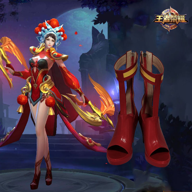 王者荣耀 霸王别姬 虞姬 cos鞋cosplay鞋 跟高可调图片