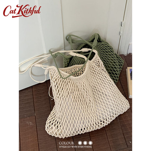 限时29.9【货到返差】镂空编织包女夏海边度假沙滩包单肩包托特包