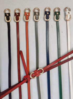 牛皮女士皮带复古简约百搭头层牛皮细腰带9656