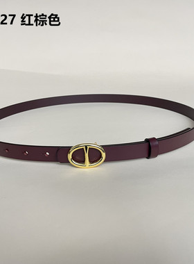 女士头层牛皮皮带简约休闲百搭裤带11927#1.8宽平滑扣腰带