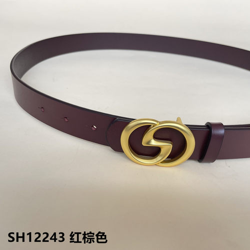 男女士头层牛皮腰带光面休闲简约百搭裤带SH12243#2.8宽腰带新品