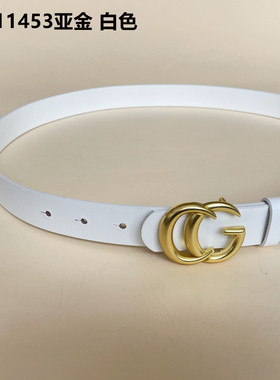 男女士头层牛皮腰带休闲简约百搭裤带SH11453亚金#2.8宽板扣腰带