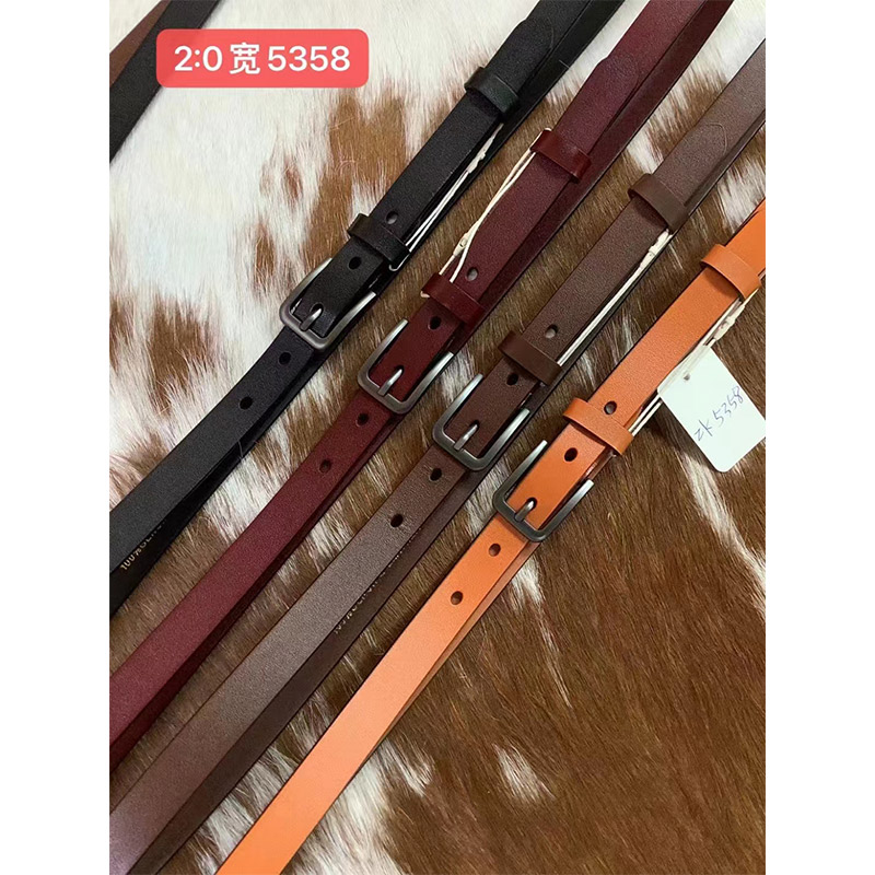 DL皮带女头层牛皮腰带5358#2.0宽针扣百搭光面牛仔休闲裤带