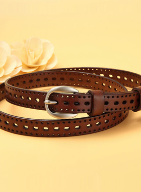 女士头层牛皮复古镂空腰带简约百搭韩国细皮带裤带装饰N8000
