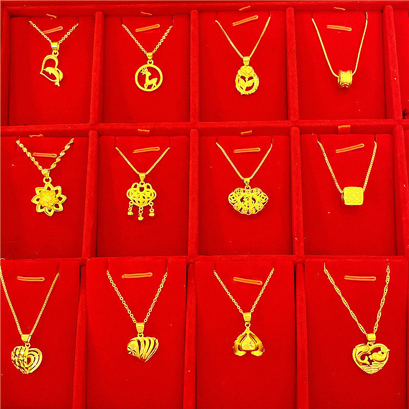 仿真越南沙金项链女久不掉色仿黄金24k金色镀金饰品气质细锁骨链