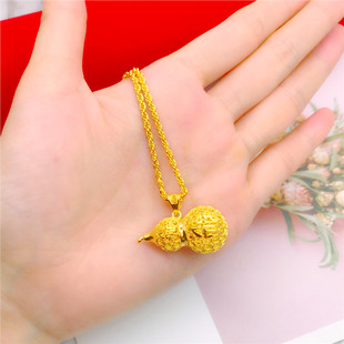 新款仿越南沙金项链女 金葫芦吊坠 麻花链仿黄金镀金饰品久不掉色