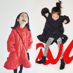 女童拜年服裙子冬过年喜庆中国风时尚韩版加厚国潮女孩连衣裙