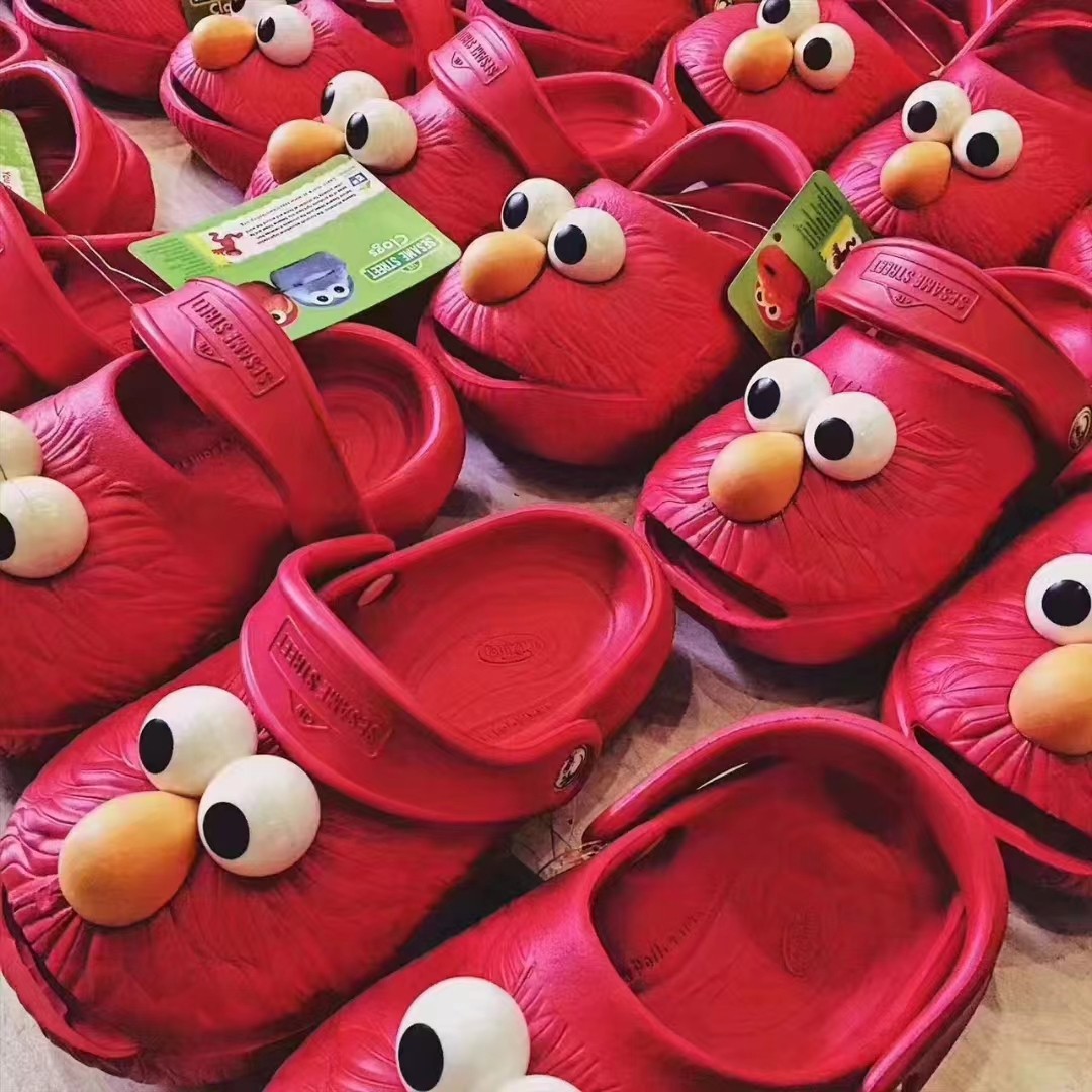 儿童凉鞋外贸出口芝麻街凉拖鞋卡通个性沙滩鞋洞洞鞋男女童涉水鞋