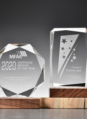 个性水晶奖杯定制高档大气实木底座刻字定做制作企业优秀员工年会