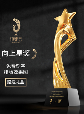 五角星金属奖杯树脂奖杯创意水晶奖杯定制定做年会优秀员工刻年会
