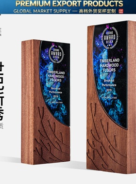 实木木质水晶奖杯定制定做创意彩印刻字企业冠军比赛颁奖个人年会