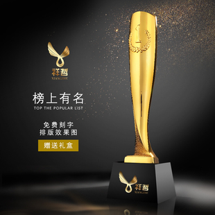 月度奖杯奖杯定制树脂奖杯数字123名比赛奖品金银铜业绩冠军