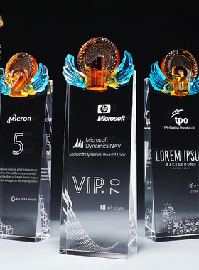 123琉璃奖杯水晶定制授权牌奖牌创意定做比赛冠亚季纪念456金年会