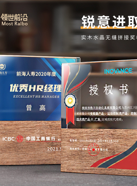 毕业季水晶奖杯奖牌彩印授权牌匾定制定做创意照片高档大气纪年会