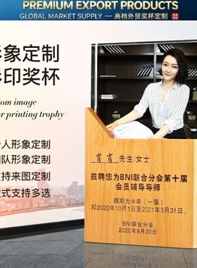 水晶奖杯定制制作创意人像照片新款彩印奖牌企业优秀员工纪念年会