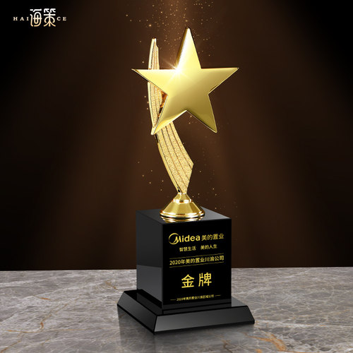 创意金属五角星奖杯定制水晶奖杯奖牌定做年度颁奖公司员工奖杯