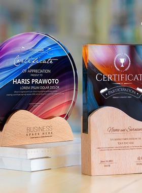 久爱创意书本实木水晶奖杯定制定做庆典员工颁纪念品商务礼品年会