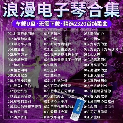 浪漫抒情电子琴U盘纯音乐乐器轻音乐U盘无损音质重低音伴奏曲优盘