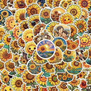 起批卡通超划算向日葵100一件贴纸张阳光高颜值小太阳花清新