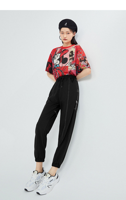 鸟2020秋织带拼接运动裤2020夏季新款束脚运动休闲裤女A3GB93132