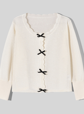 鸟家 2023宽松v领薄款街头A1EDA2898白色复古线针织衫A1EDA289871