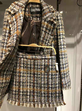 2020冬女装A6GE94302哈利波特格纹包臀半身短背带裙A6GE94302